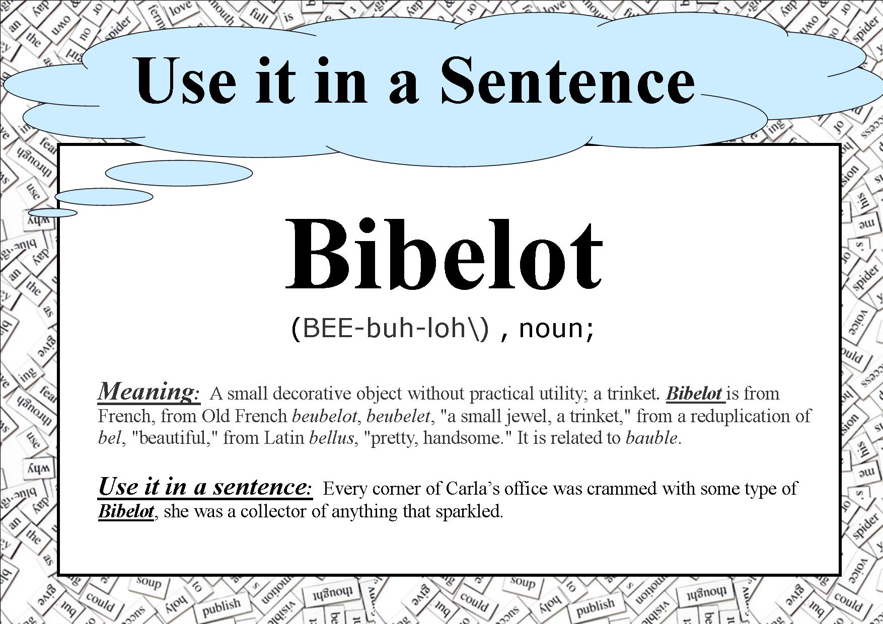 Use it in a Sentence: Bibelot | HB Williams Memorial Library Gisborne