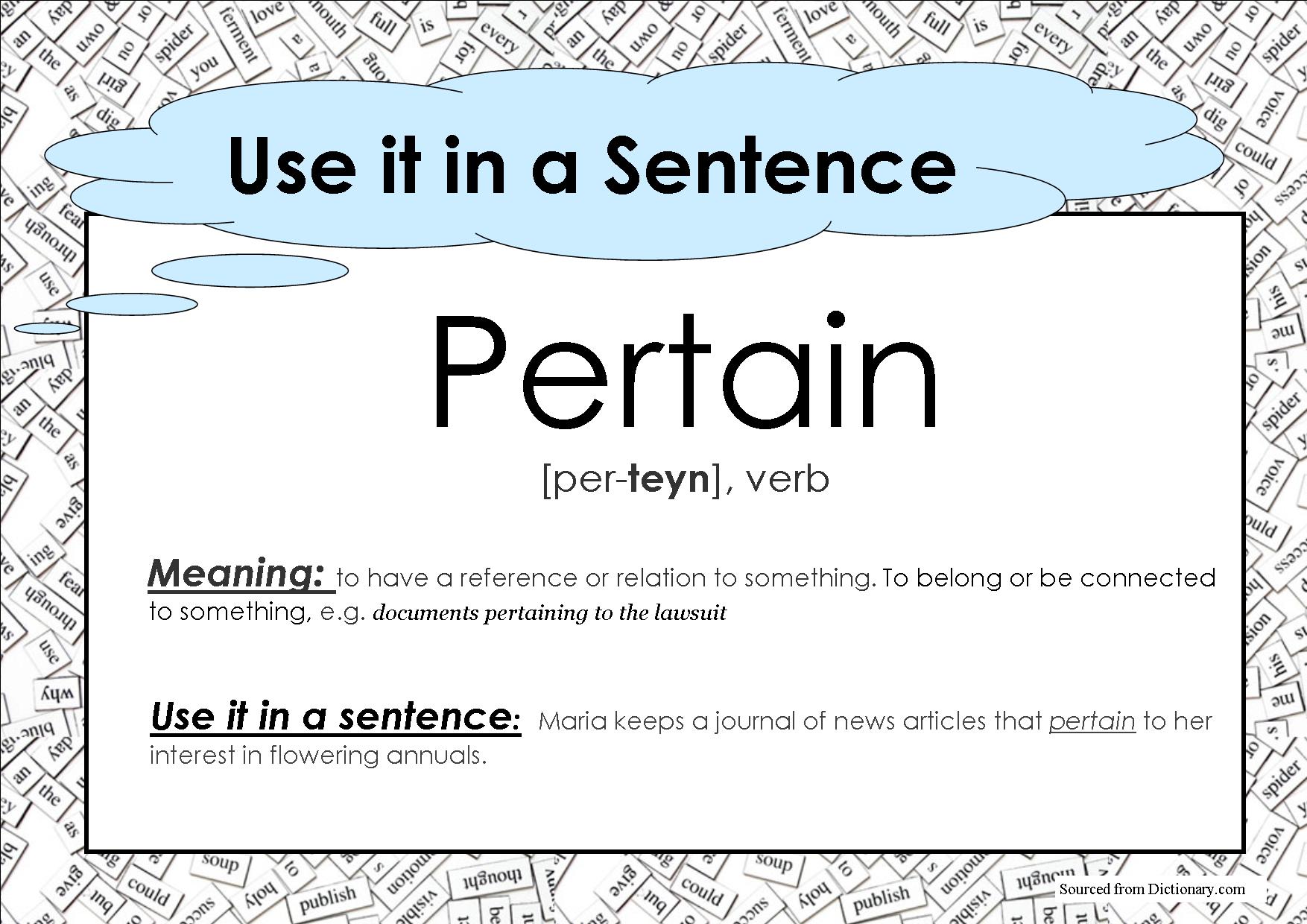 Use it in a Sentence – Pertain….. | HB Williams Memorial Library Gisborne